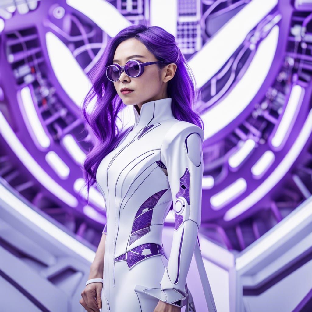 Futuristic Japanese Woman in Sci-Fi Room