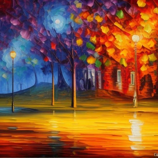 Night Cafe Stars: Expressionist Oil Painting