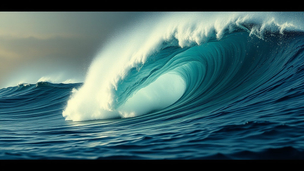 Majestic Wave Frozen in Time: Cinematic Film Still