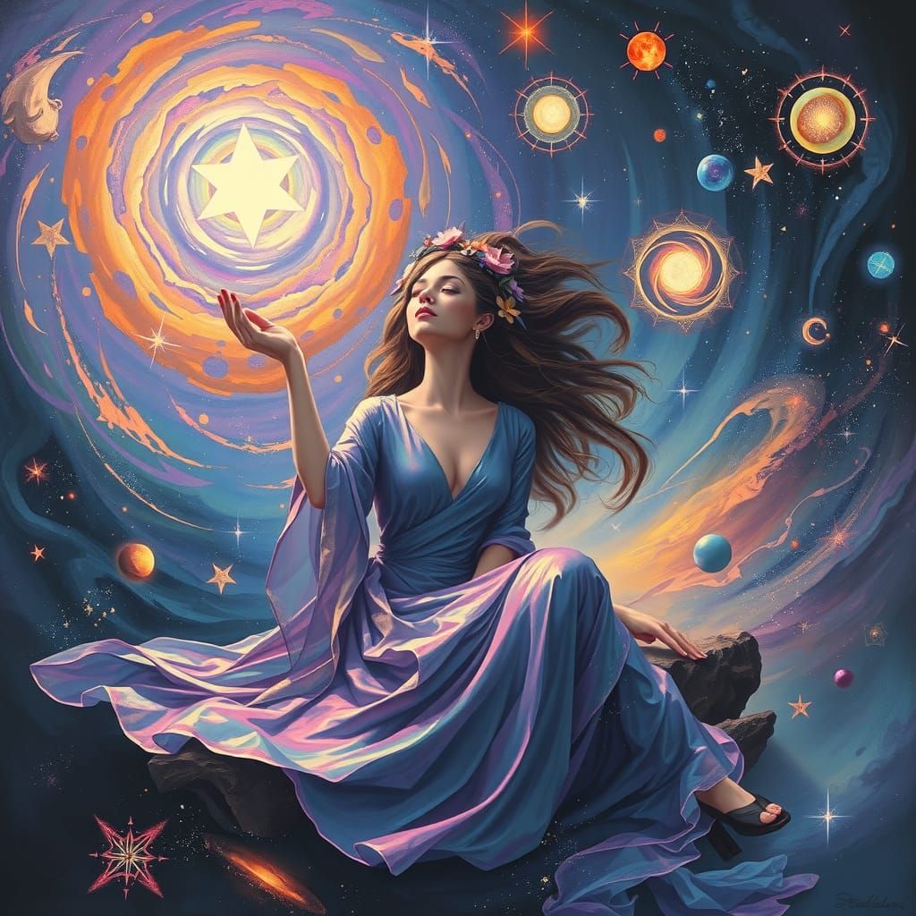 *"I love NightCafeStudio" — whispered the starlit muse, her canvas glowing with the dreams of a thousand galaxies.