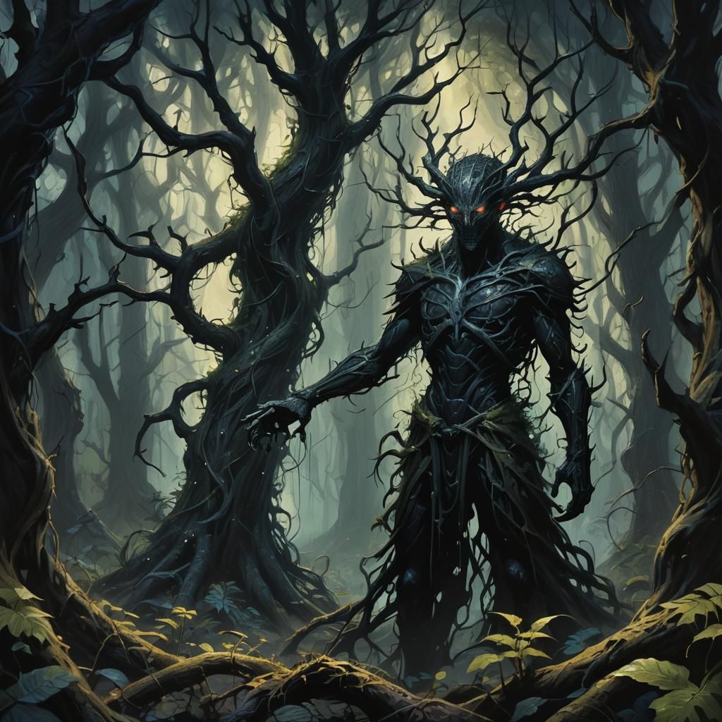 Dark Fantasy Forest of Twisted Thorns