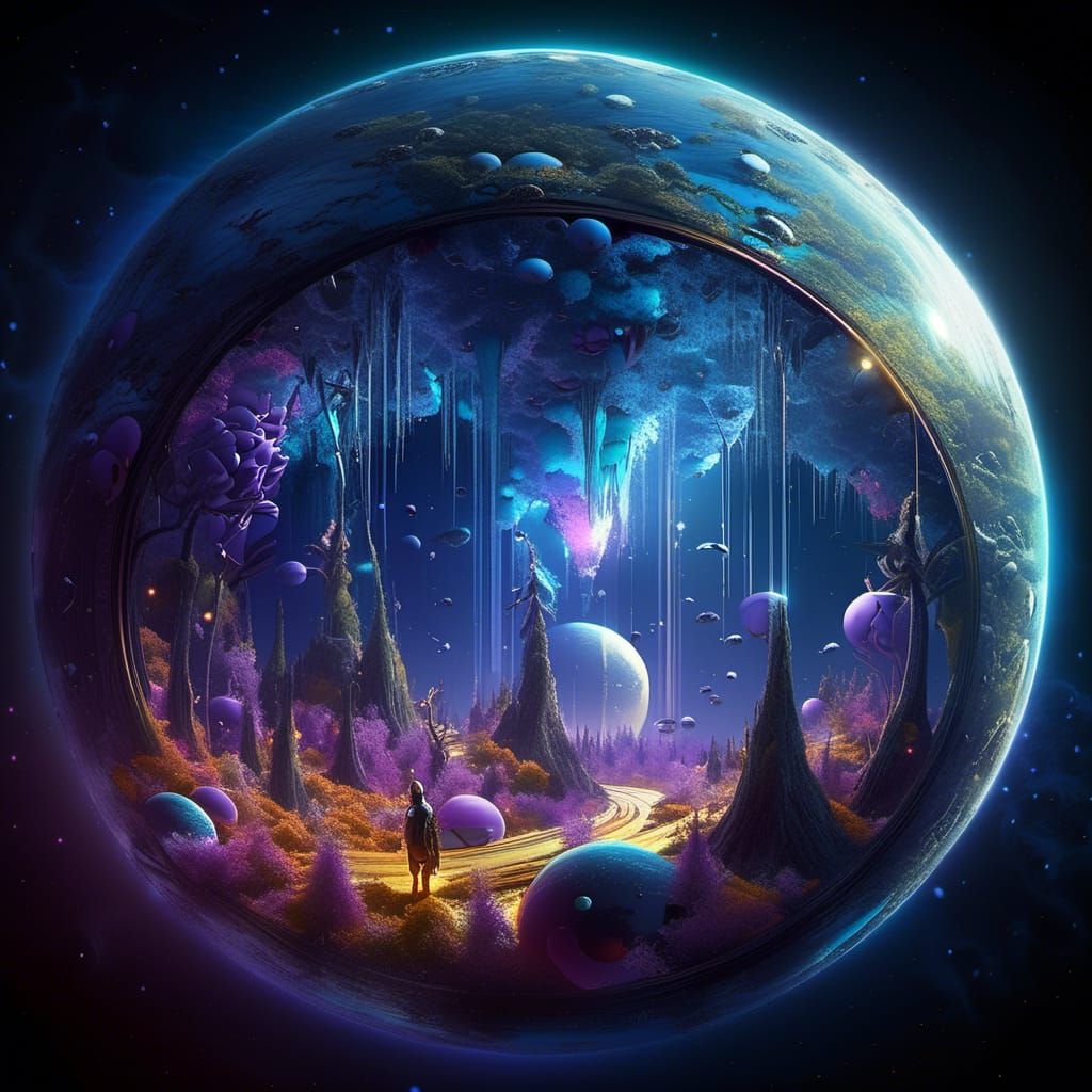 Exotic Alien World Inside Sliced Planet