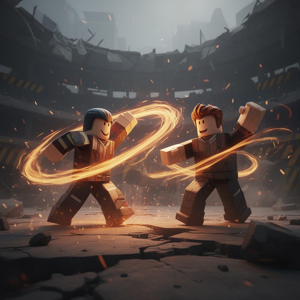 Roblox Style Characters Fight in Battle Royale Arena