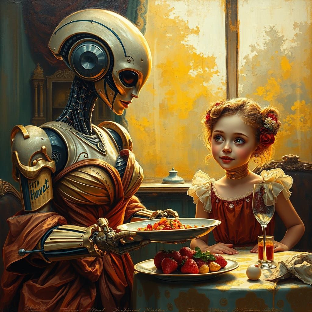 Alien Robot Chef Prepares Gourmet Meal in 18th Century Setti...