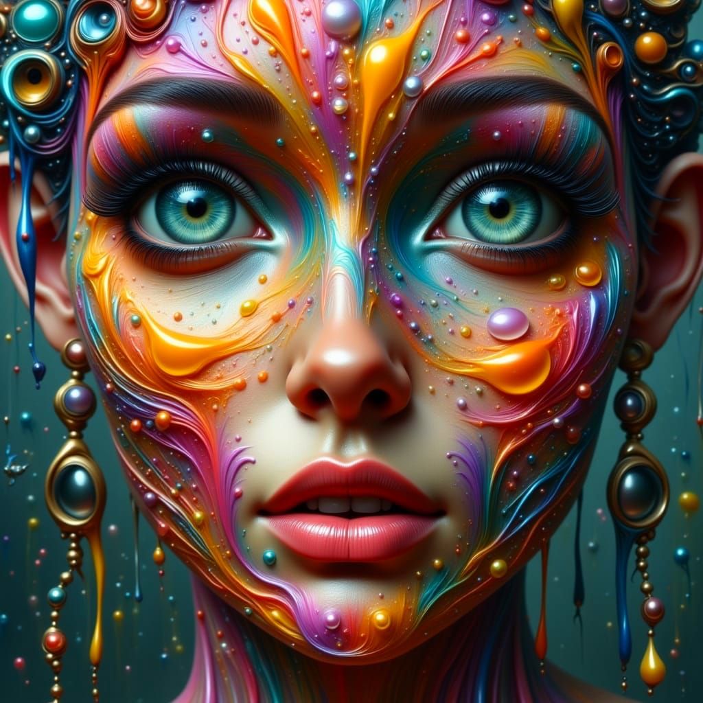 Hyperrealistic Surreal Portrait of Future with Vibrant Color...