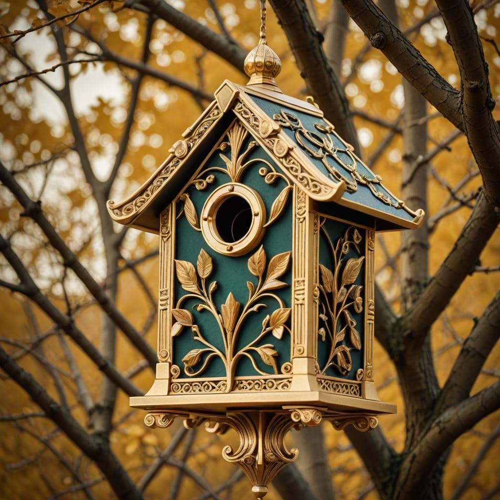 Art Deco-style birdhouse