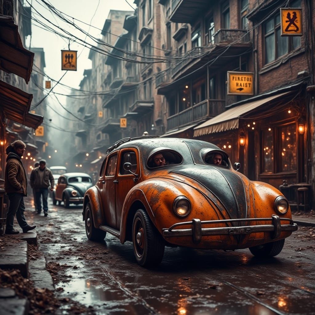 Futuristic Chaos in Grungy Oil Paintings Style