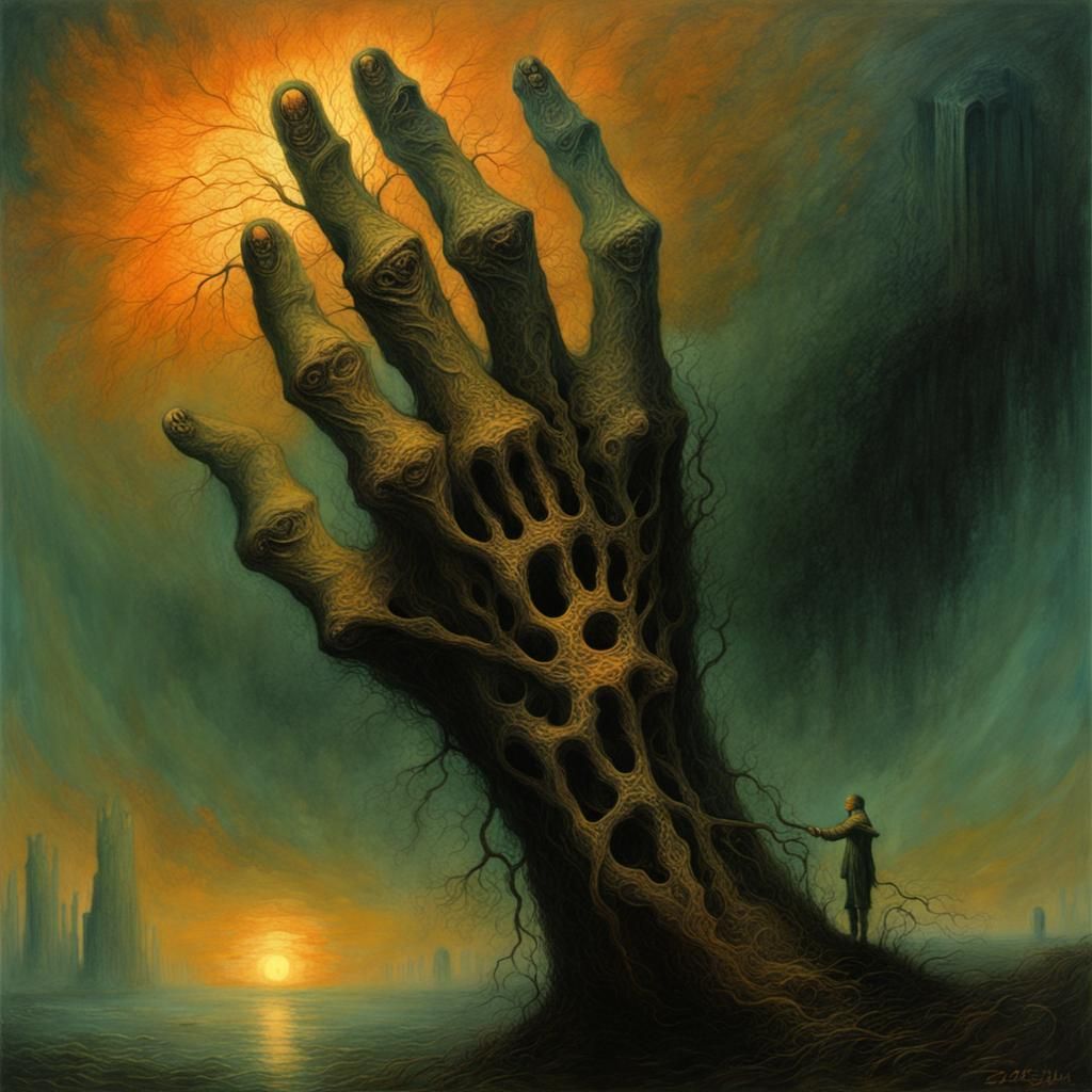 Beksinski-Inspired Hand of Glory