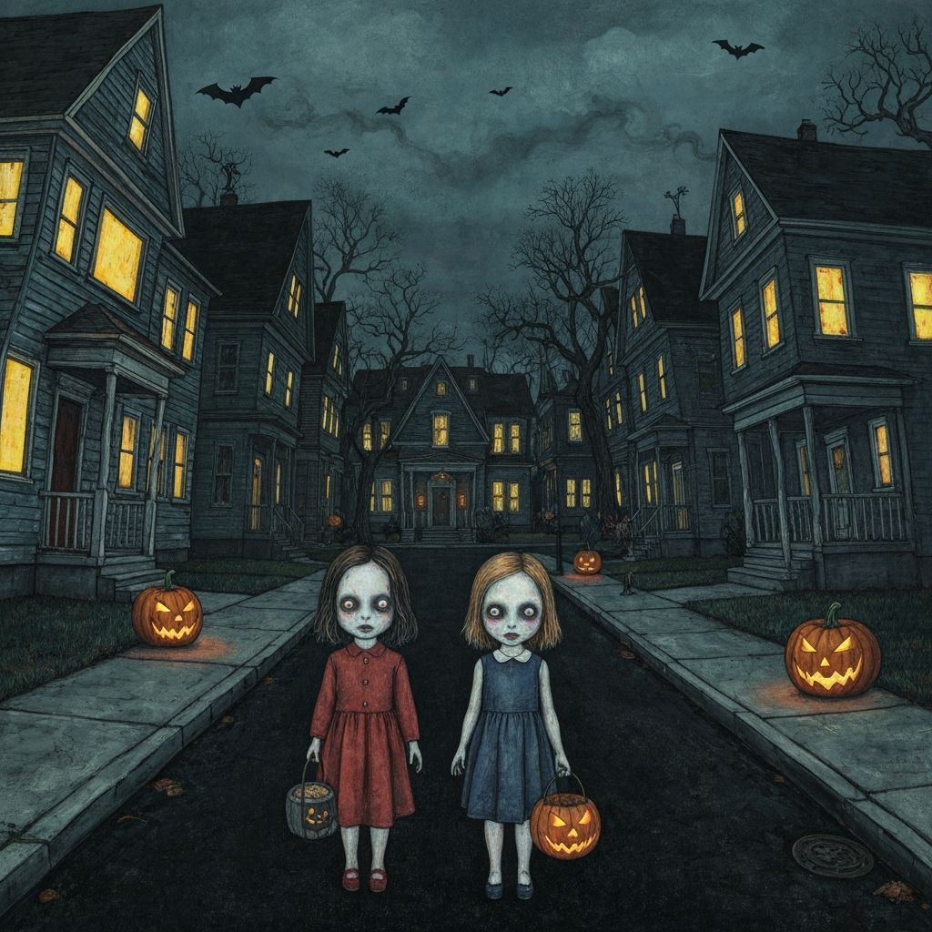 Eerie Halloween Night with Doll-Faced Children