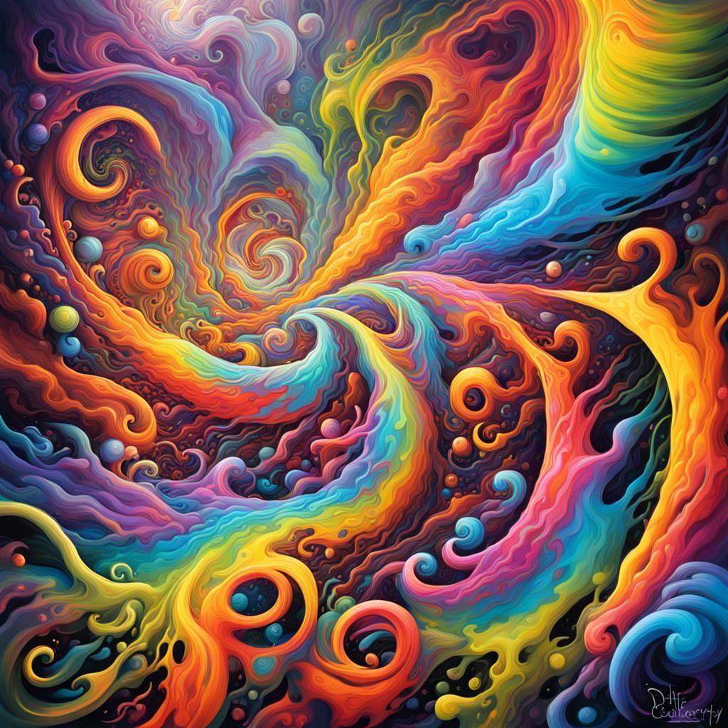 Psychedelic Rainbow Lightning Swirls in Graffiti Style