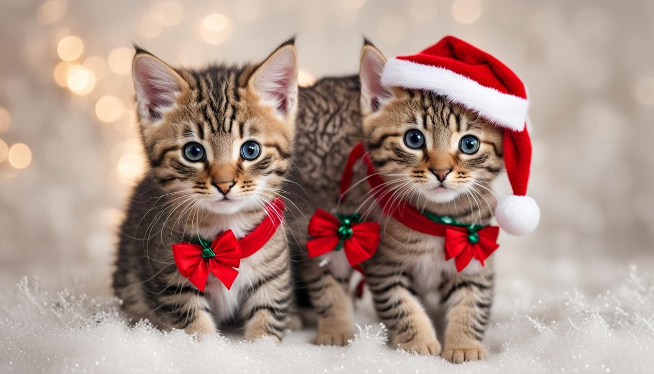 Tabby Kittens Celebrate Christmas