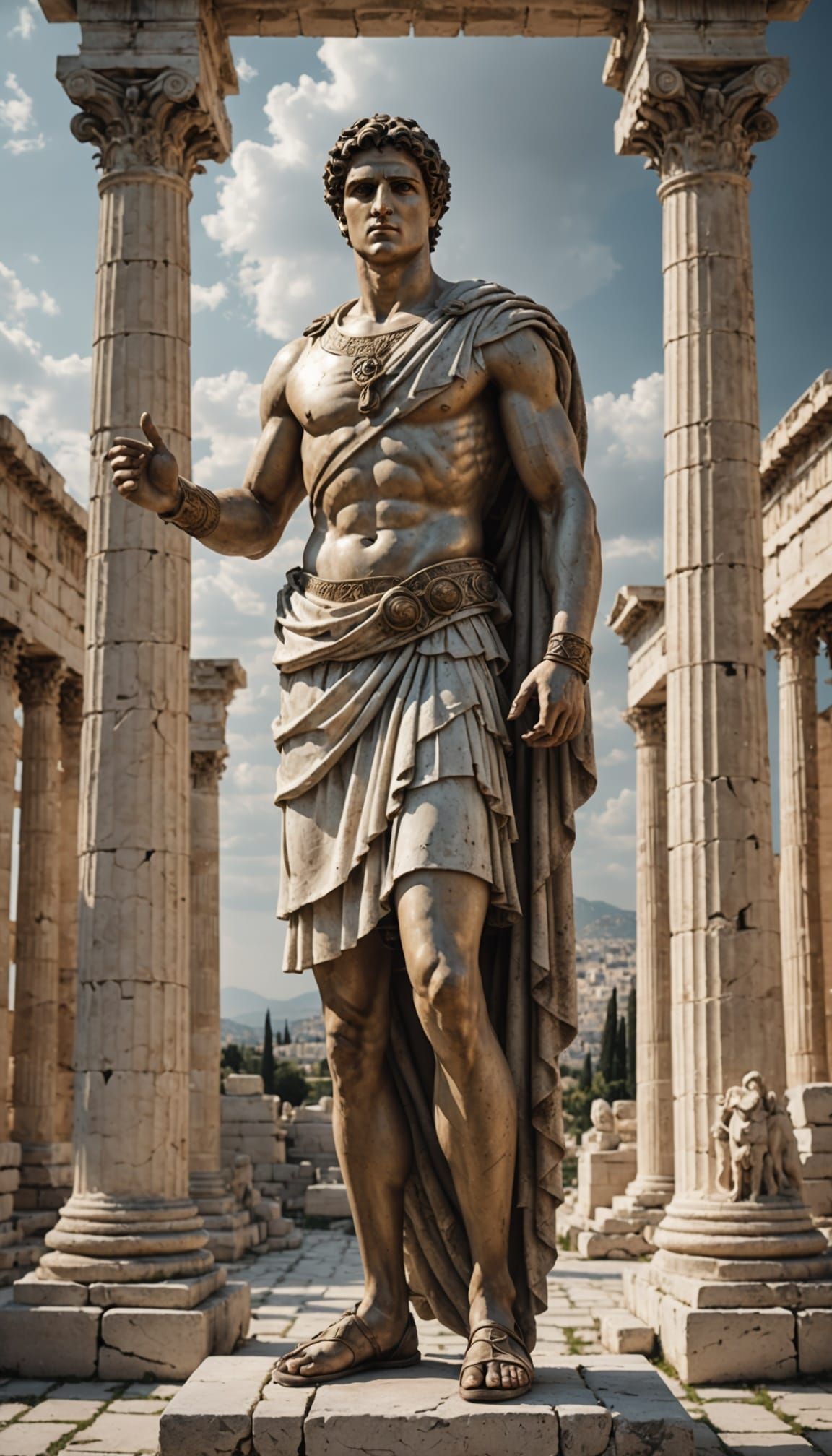 Ancient Roman Warrior in Marble Splendor