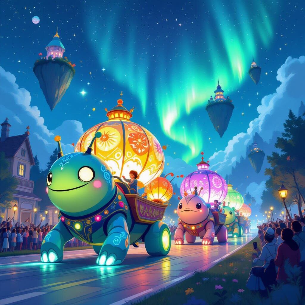 Alien Parade with Bioluminescent Creatures & Floating Island...