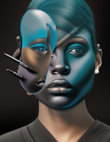 Teal,Navy,black , white art by 
Kevin Grevioux hyperrealism ...