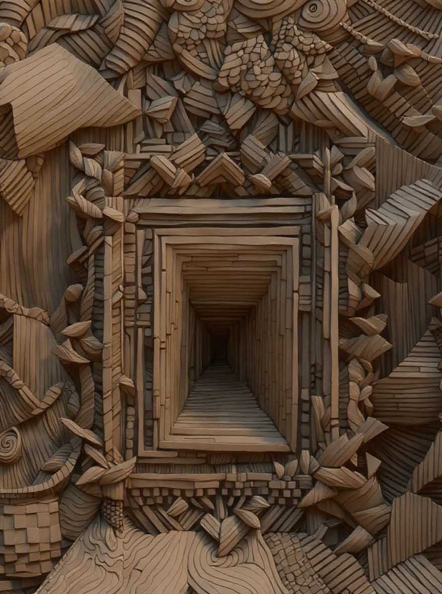 Intricate Grayscale Line Drawing