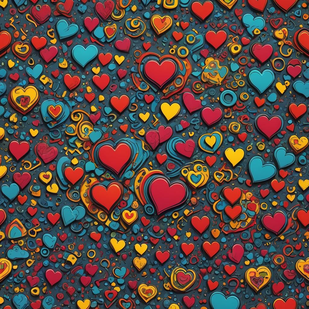 Pop Art Heart in Art Nouveau Style
