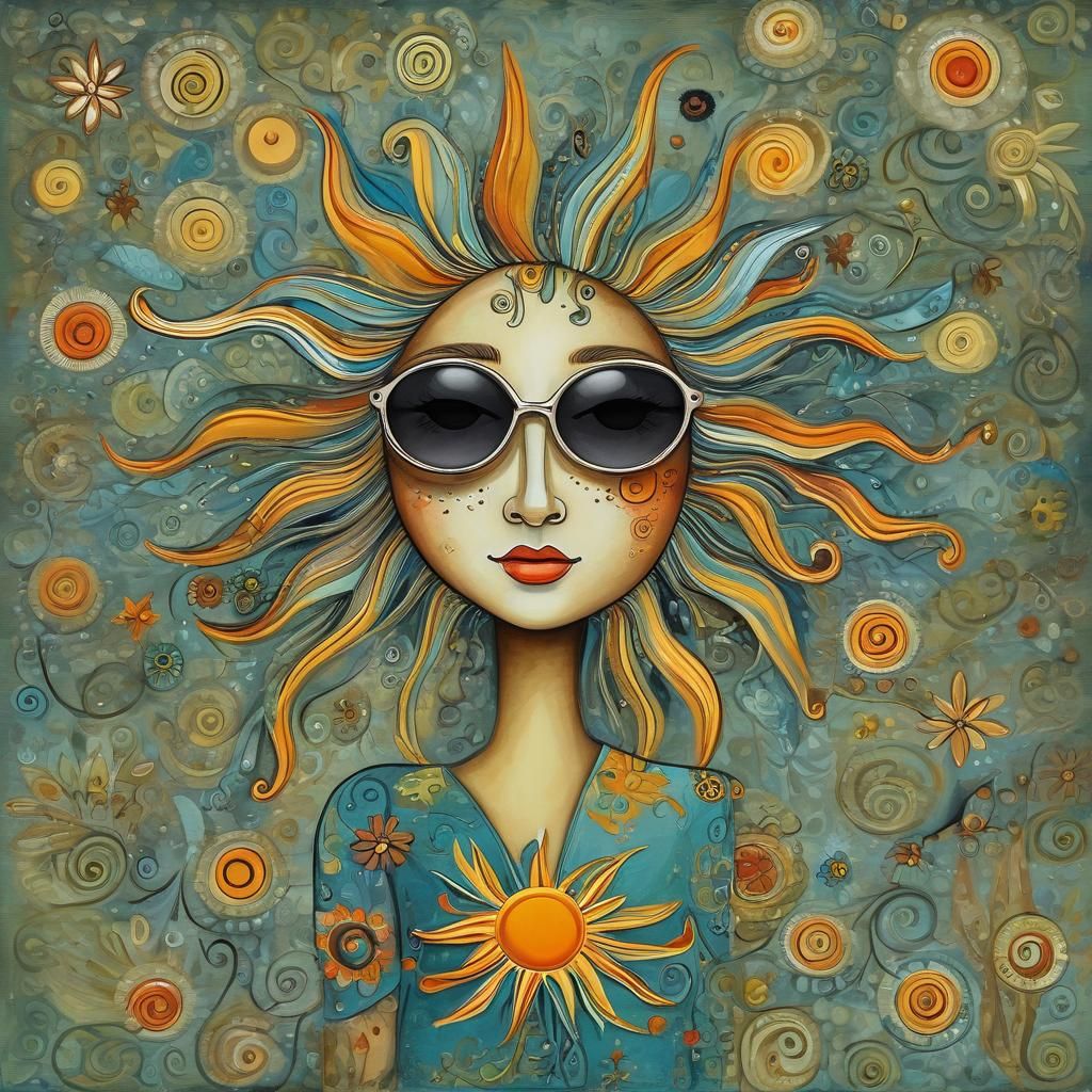 Sun Wearing Sunglasses in Whimsical Style