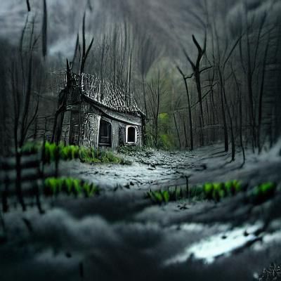 Creepy Abandoned Cottage in Dark Woods