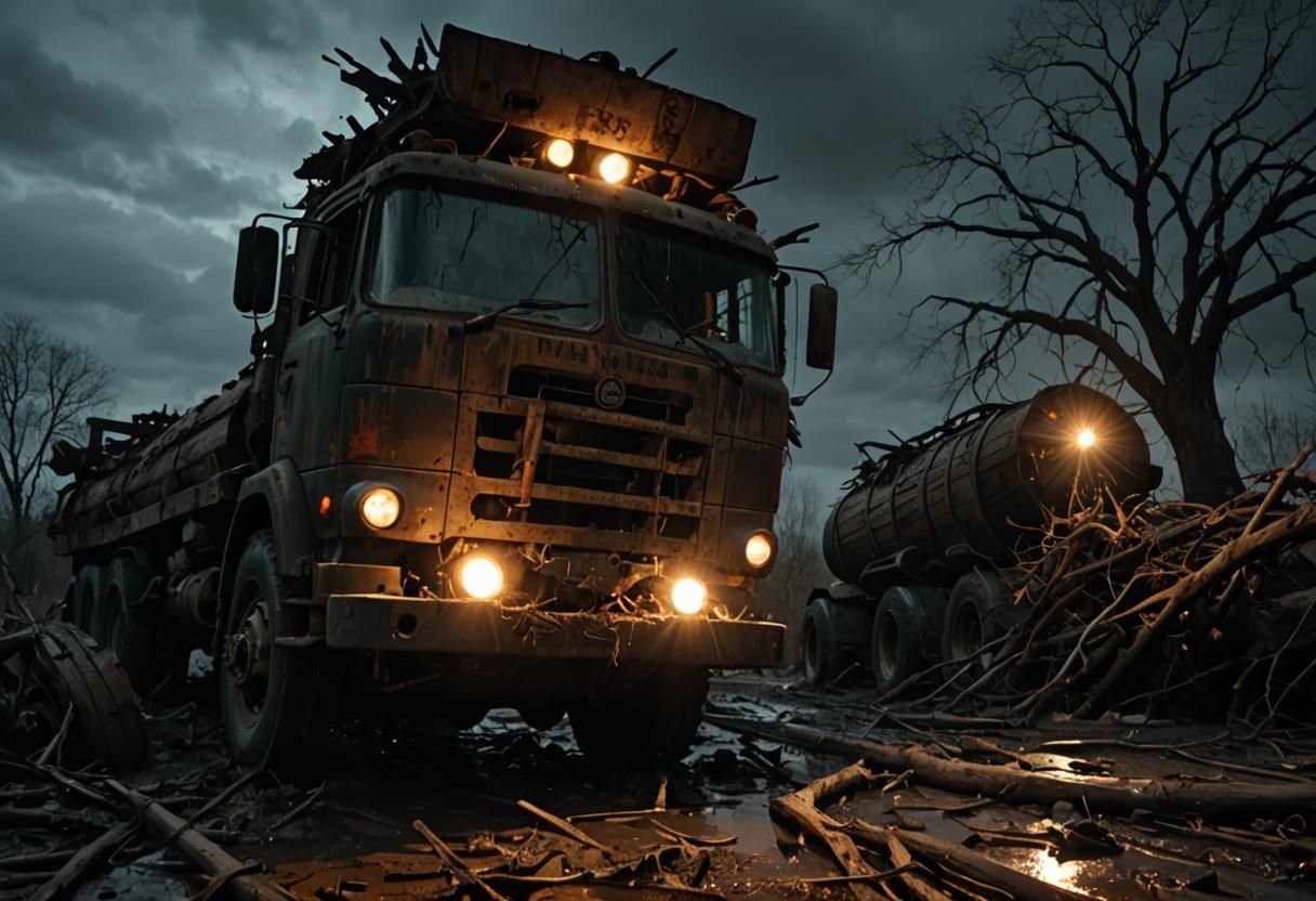 decrepit old diesel tanker truck