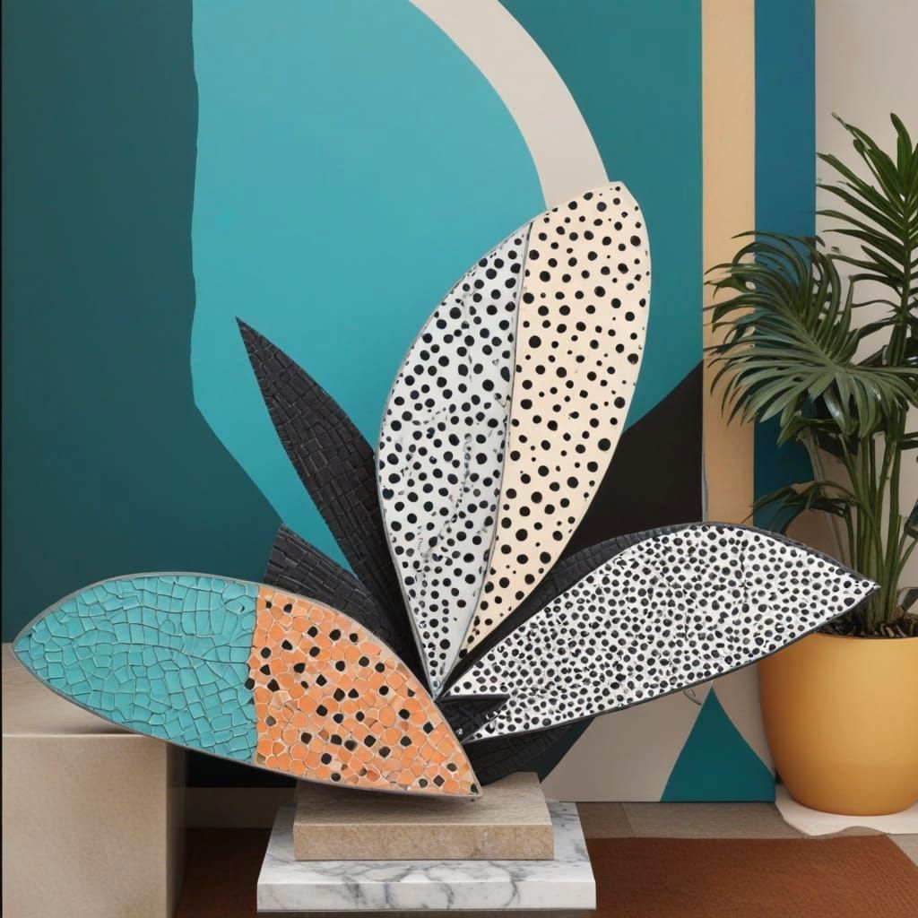 Vibrant Geometric Sculpture in Earthy Tones