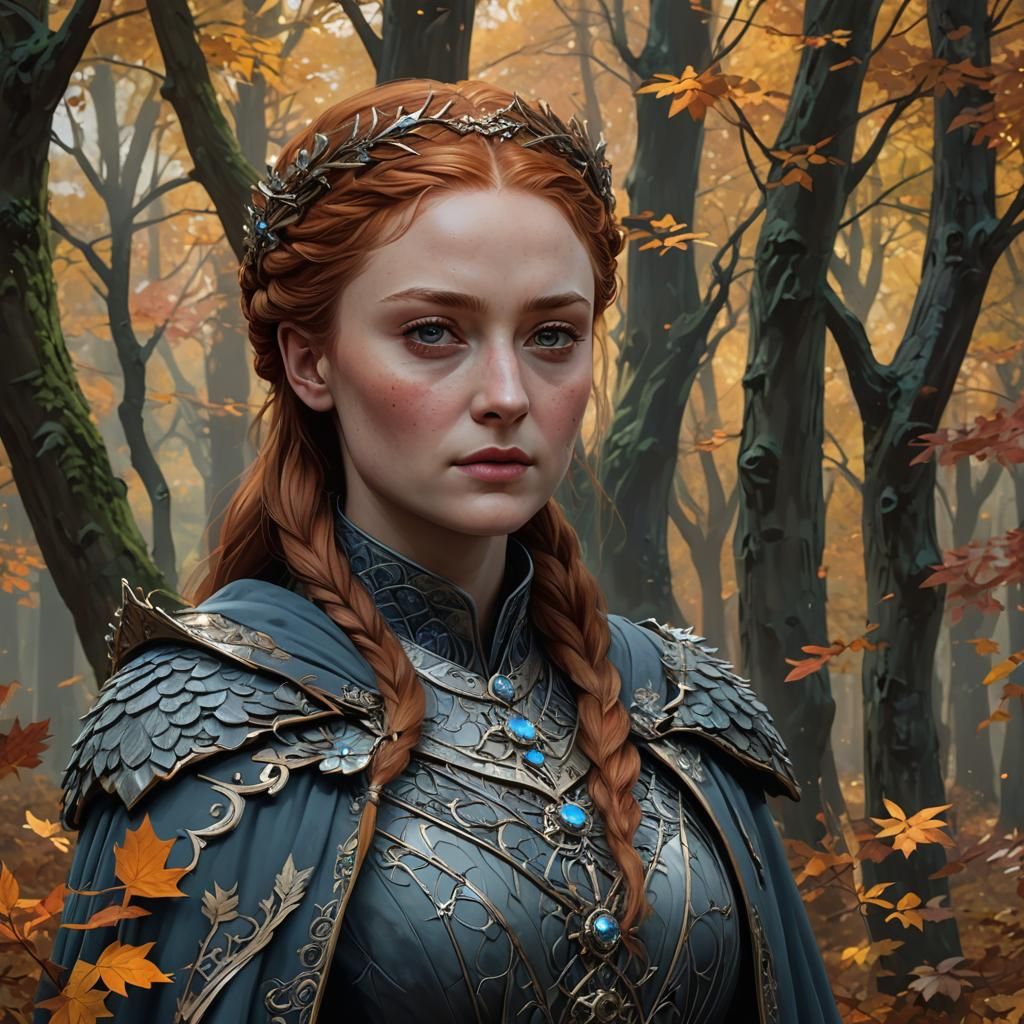 Sansa Stark, Queen of the Autumn Forest, Detailed Portrait