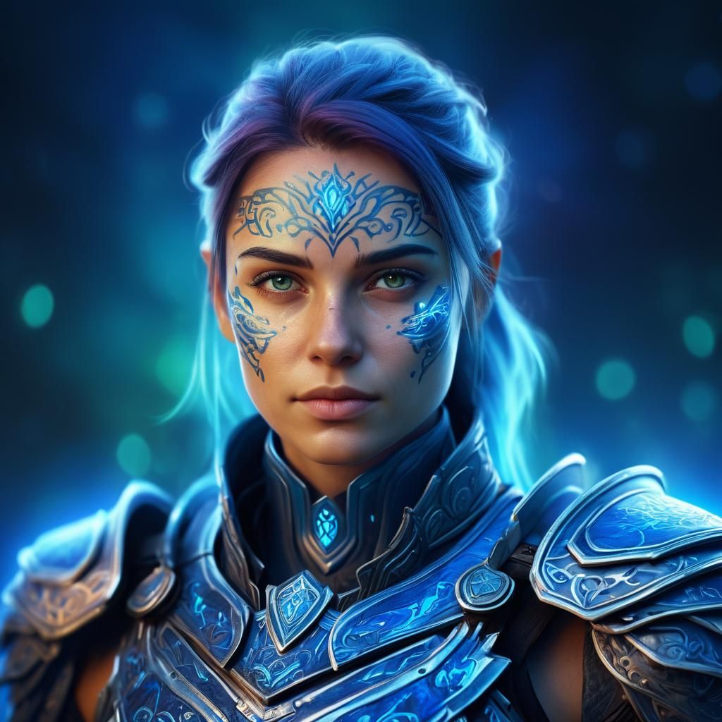 Mystical Warrior Revealed in Soft, Ethereal Light