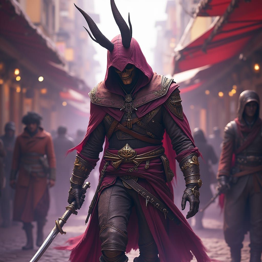 Anubis as Assassin Stalks Target: Hyperdetailed Digital Art