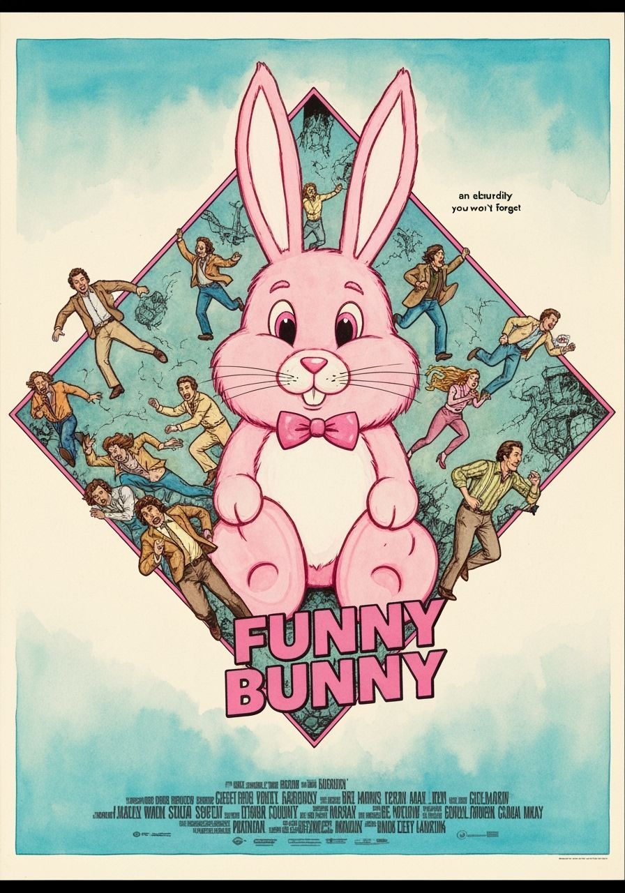 Vintage Movie Poster of a Giant Pink Bunny
