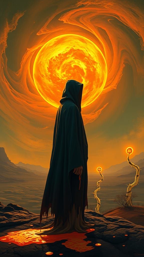 Surreal Figure Melting Under Simulated Sun