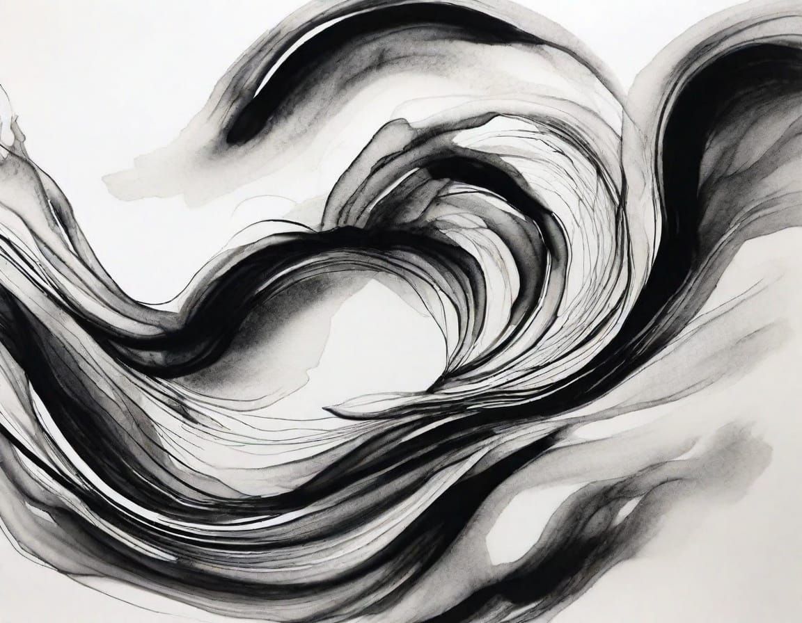 Bioluminescent Waves Under Black Hole Sun in Ink Art