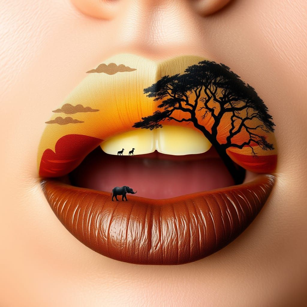 Vibrant African Savannah Landscapes Painted in Lip Artistry