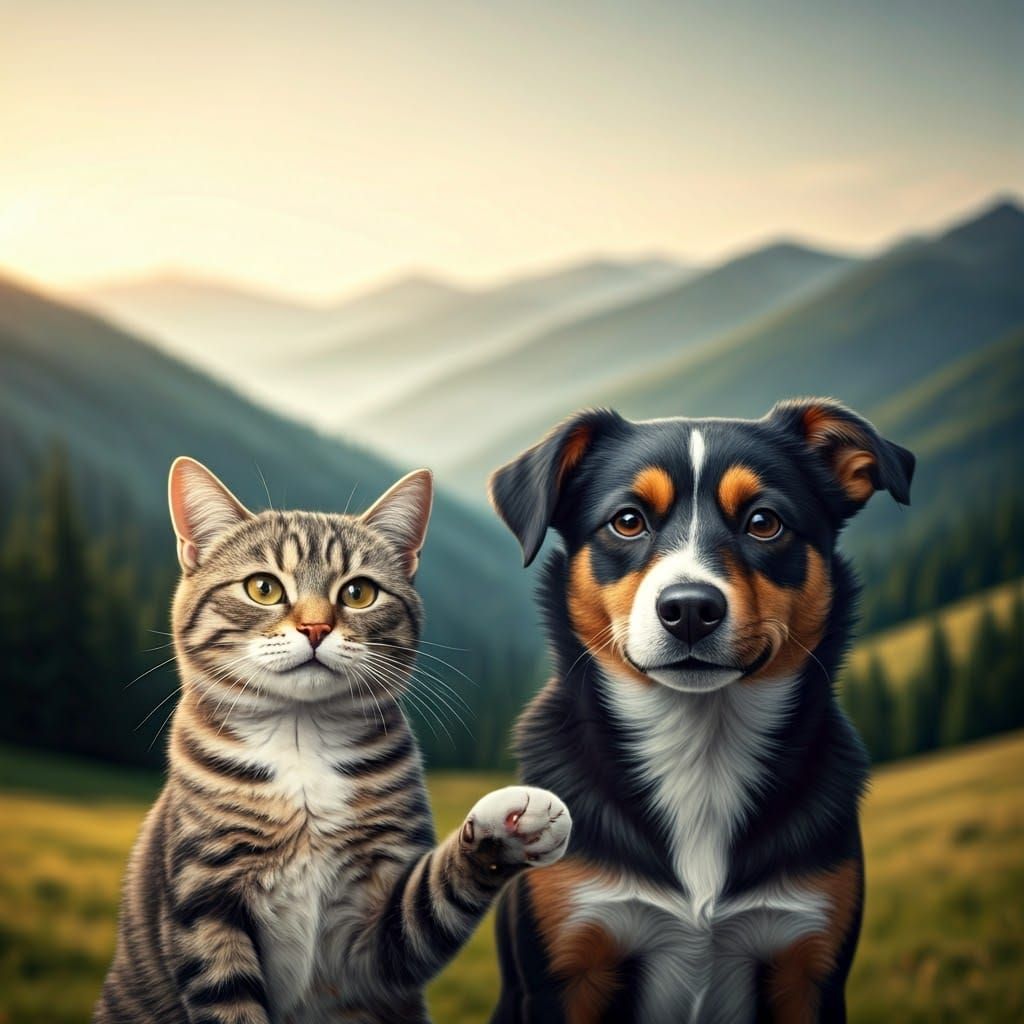 Whimsical Mountain Friends Capture Moment in Realistic Selfi...