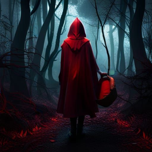 Little Red Riding Hood in Dark Forest