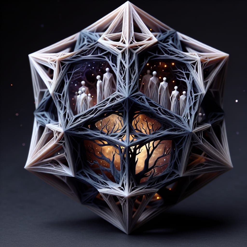 Intricate Bone-Themed Stellated Dodecahedron in Smoky Crysta...