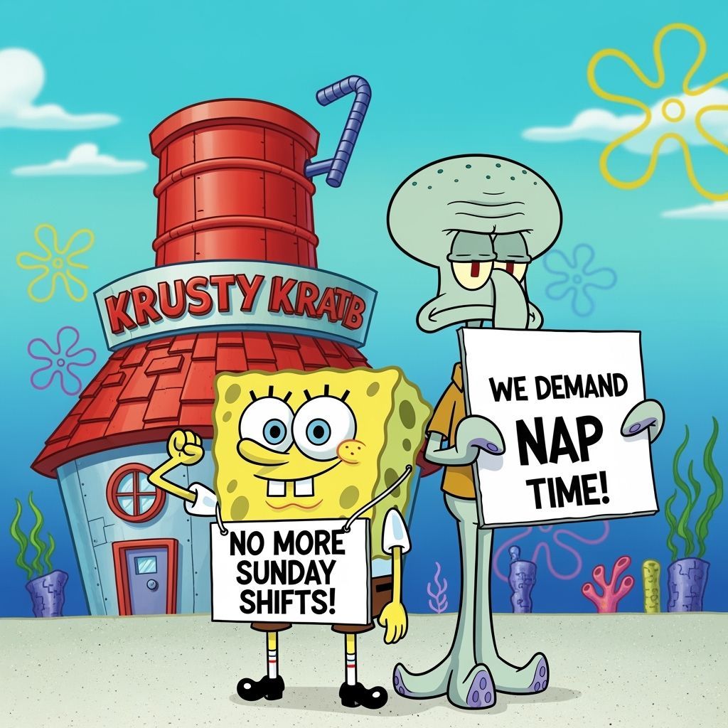 SpongeBob and Squidward Strike at Krusty Krab