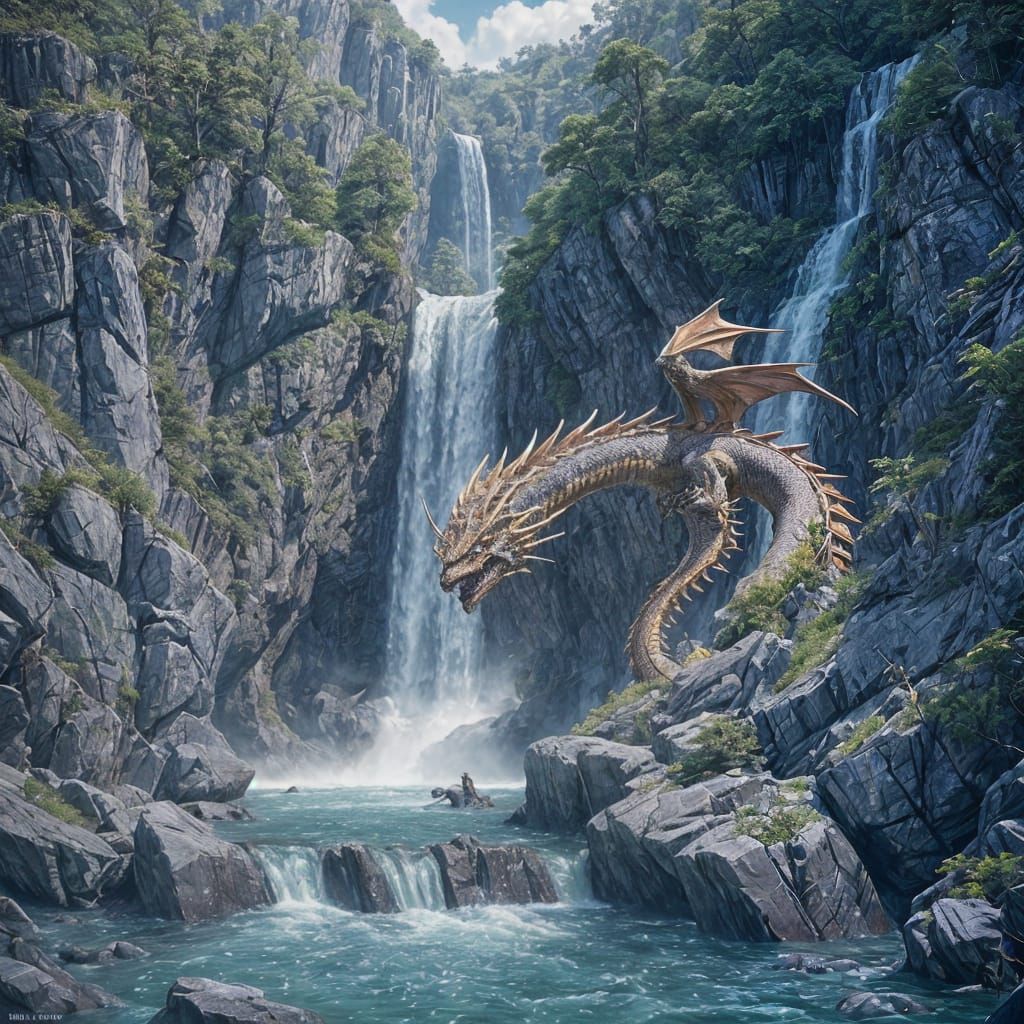 Ethereal Dark Fantasy Dragon Concept Art in Cyberpunk Aesthe...