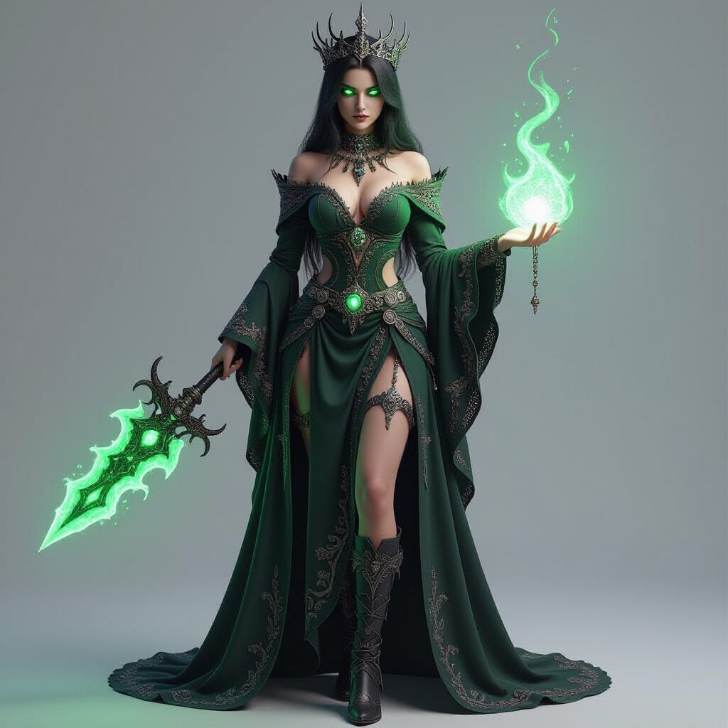 Female Necromancer in Revealing Medieval Dress