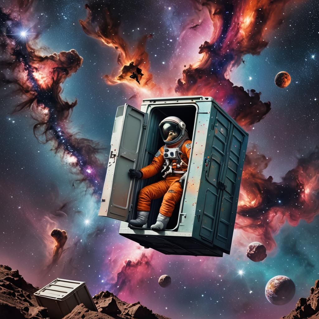 Astronaut Monkey Versus Cosmonaut Dog in Space