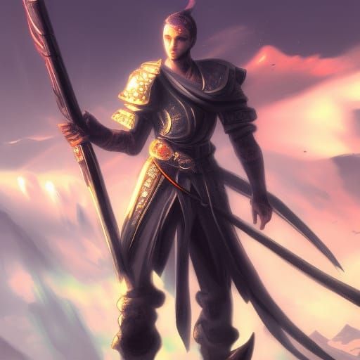 Cyberpunk Swordsman in Detailed Matte Painting