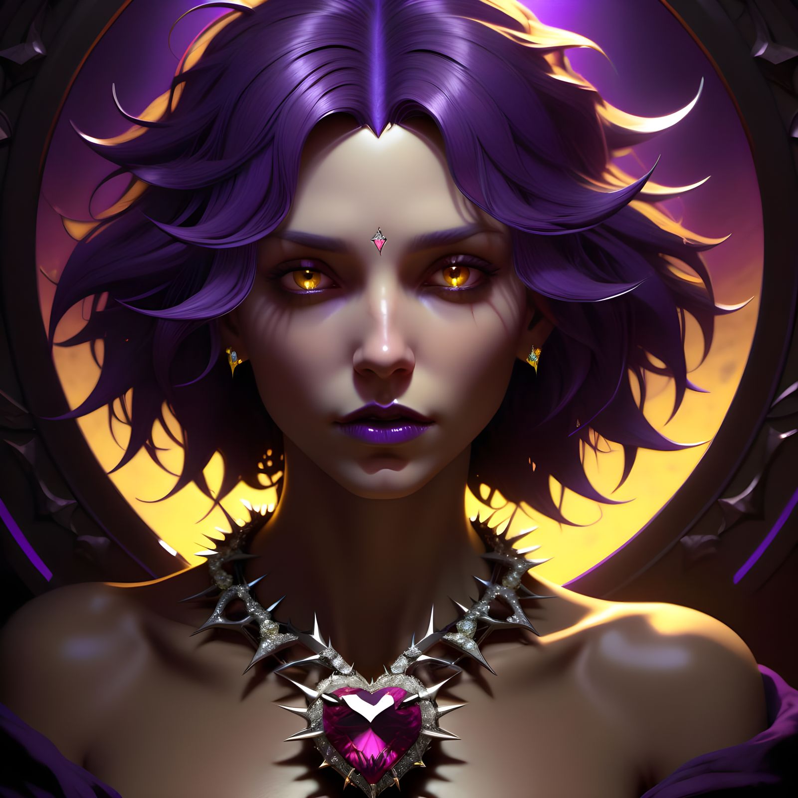 Dark Fantasy Masterpiece with Intricately Detailed Diamond B...