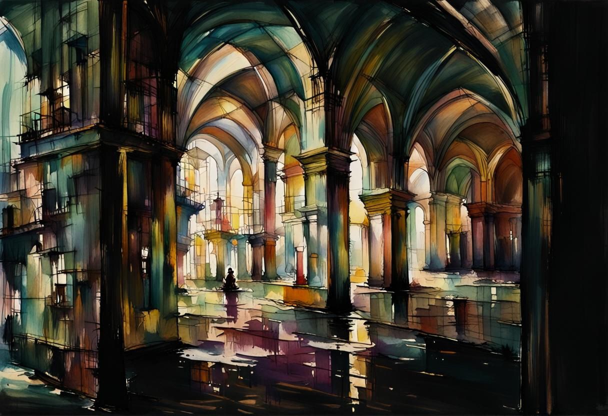 Abstract Pen Strokes Over Transparent Color Areas