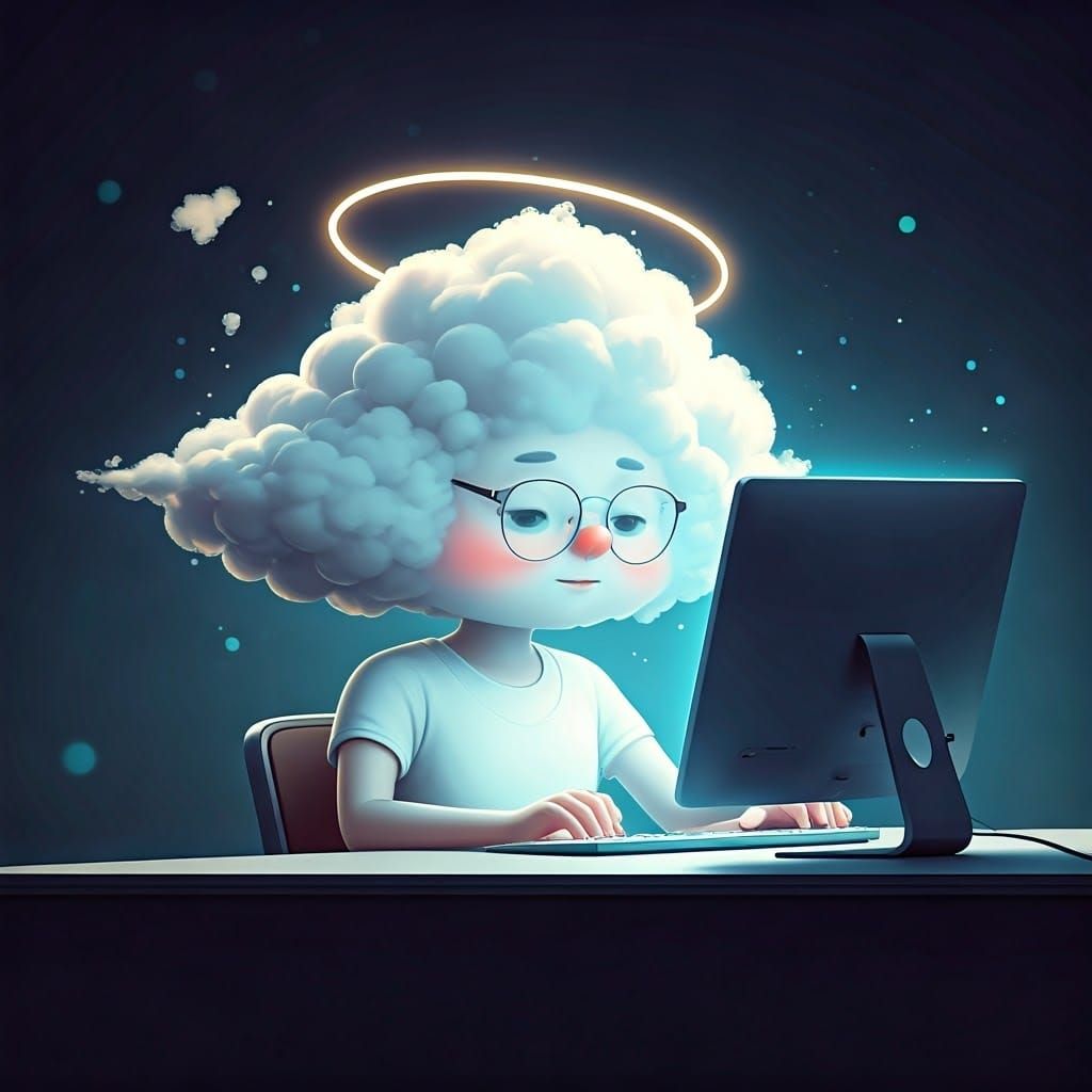 Cloud Computing in Ethereal Digital Art Style