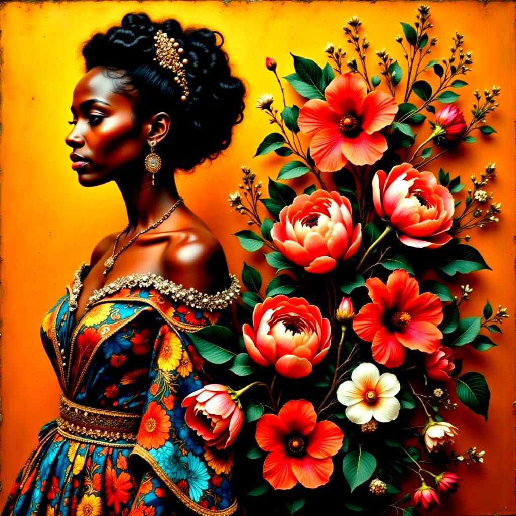 A Regal African Queen in Vibrant Afrocentric Attire