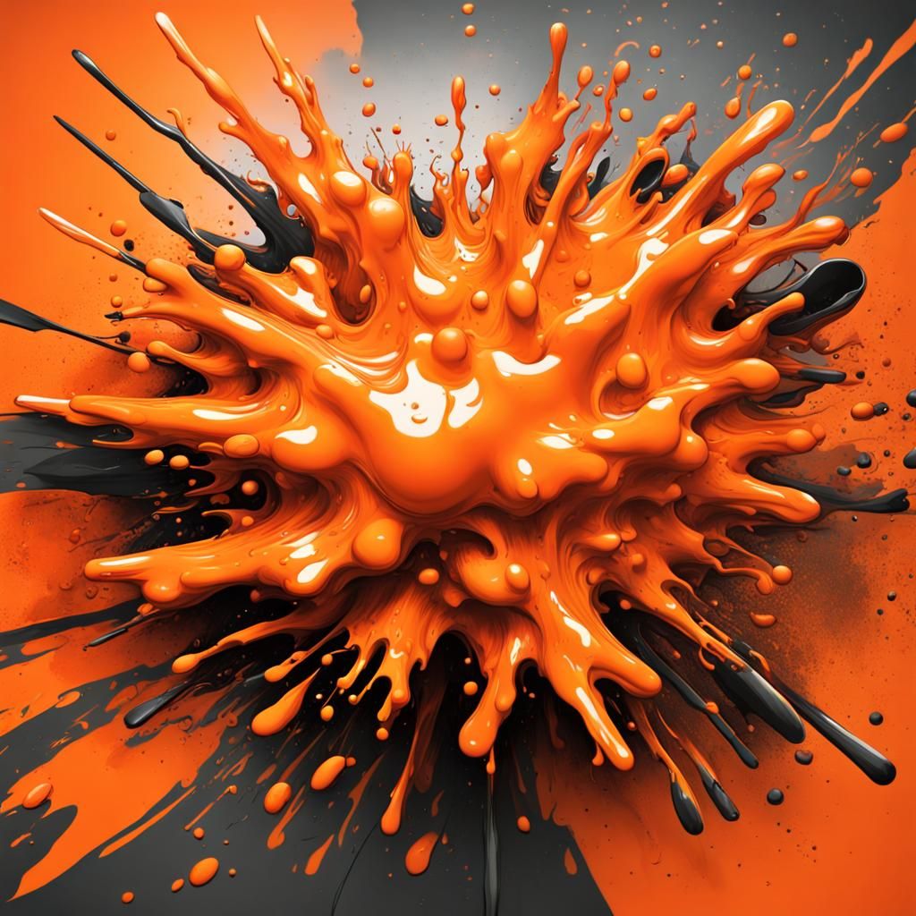 Abstract Orange Explosion in Graffiti Art Style