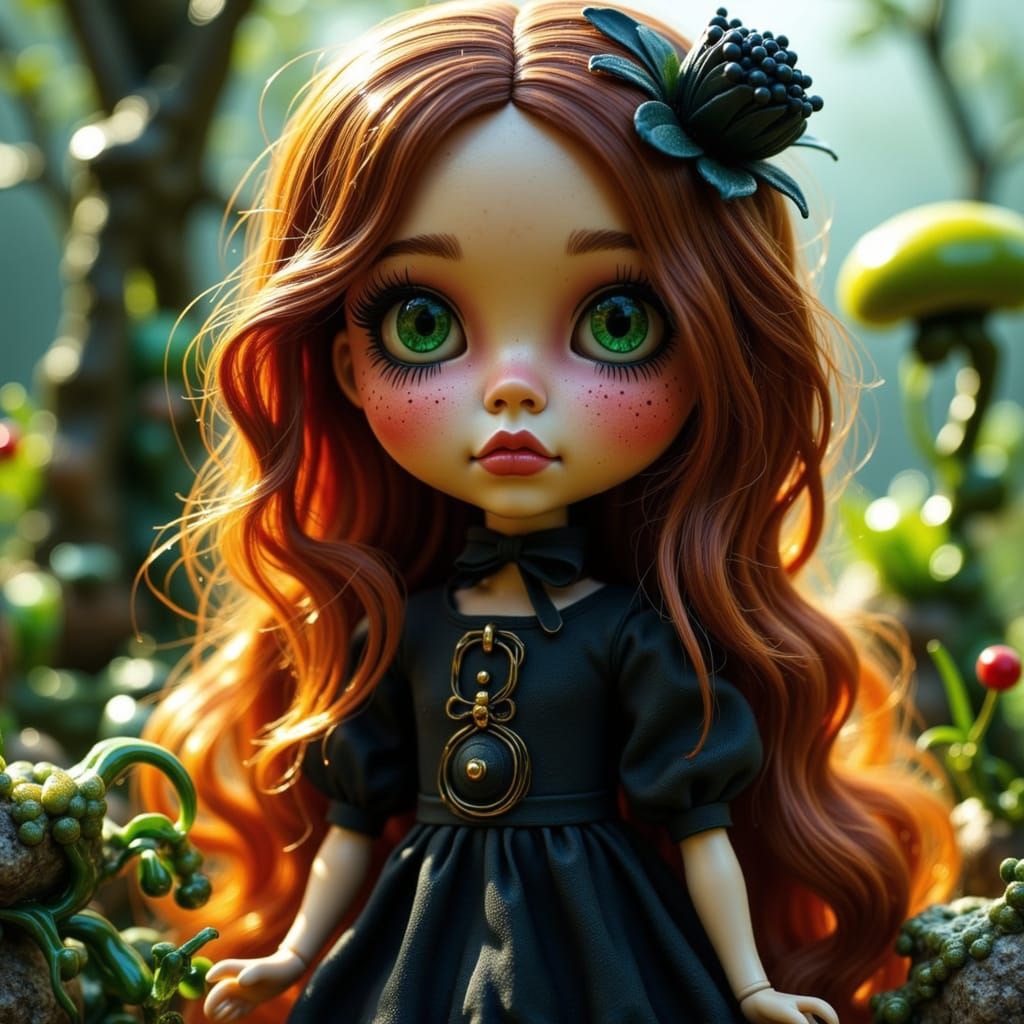 Mysterious Doll in Miniature Glass Forest, Fairytale Aesthet...