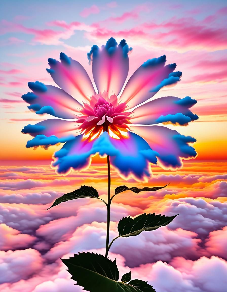 Ethereal Cloud Flower at Sunset in Pink Hues