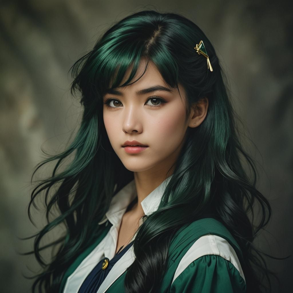 Realistic Portrait of Sailor Pluto as Young Woman