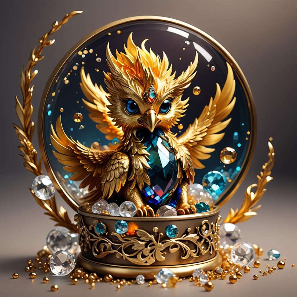 Cute Baby Dragon in Jewelry Box: Fantasy Art