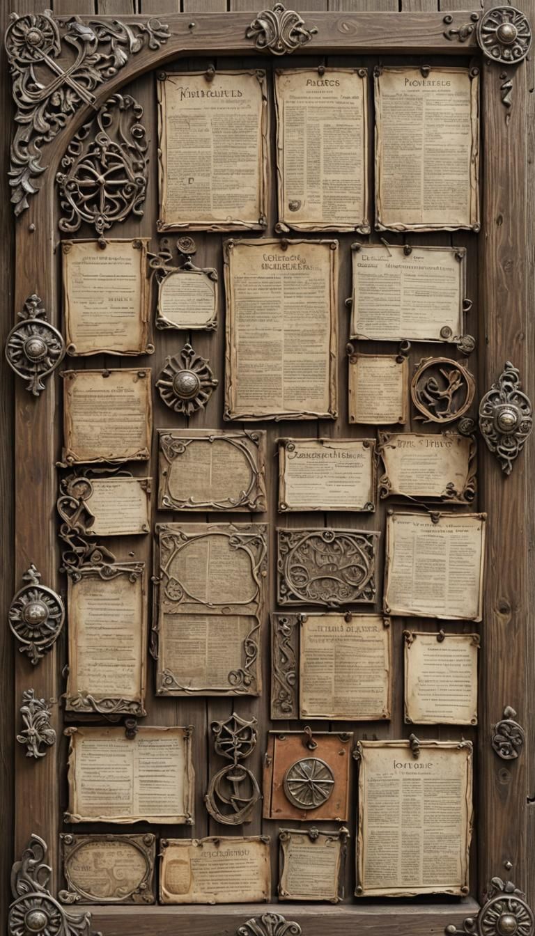 Medieval Notice Board with Intricate Designs