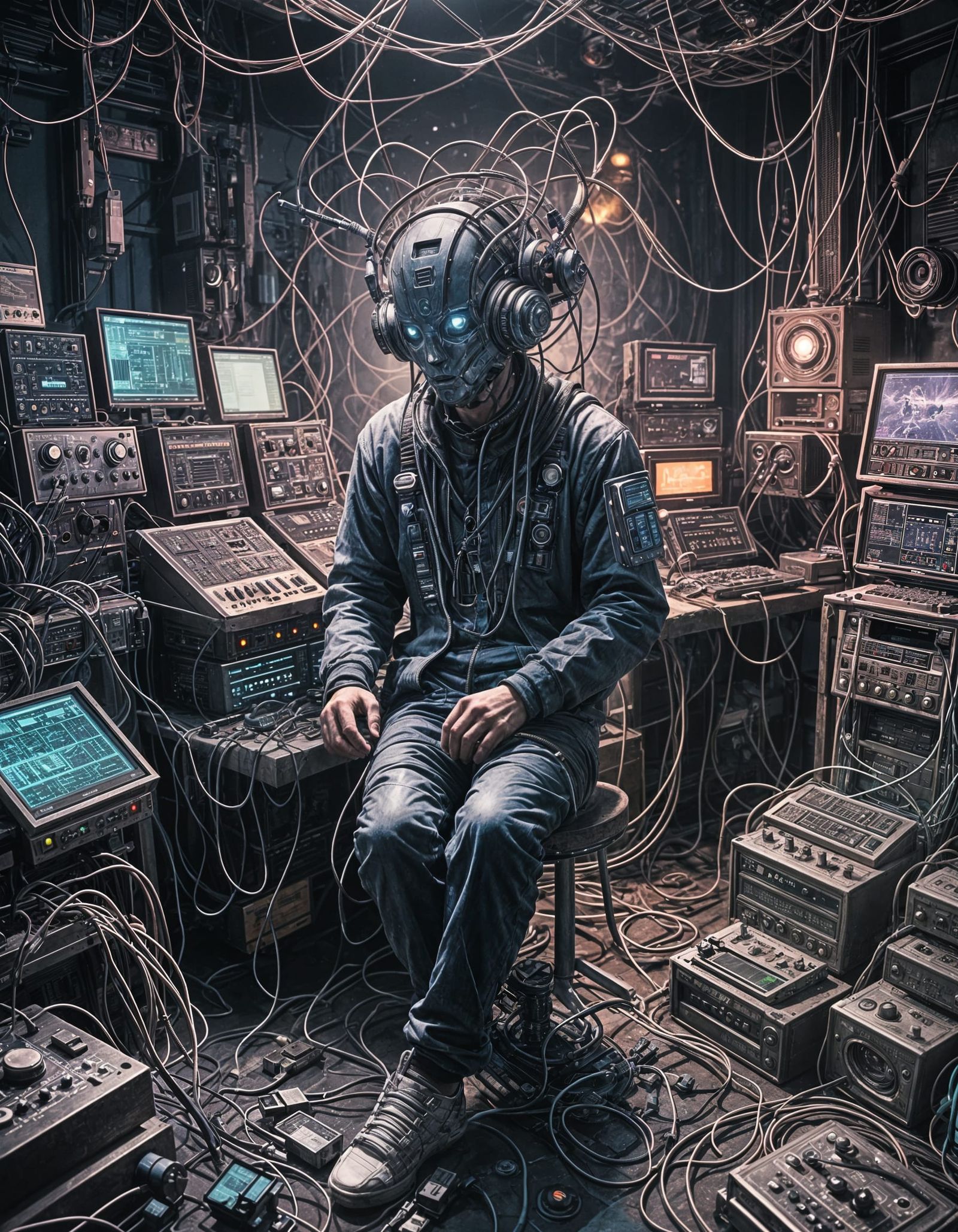 Futuristic Humanoid Plays Electronic Music in Cell Shading